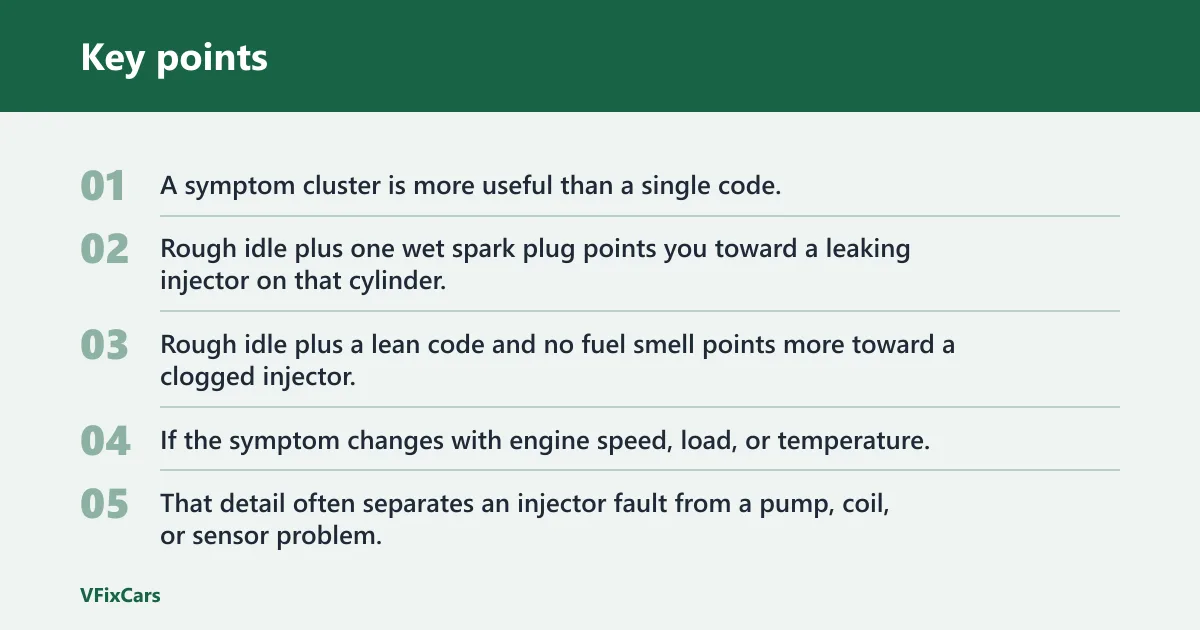 Key points: Injector symptom triage table