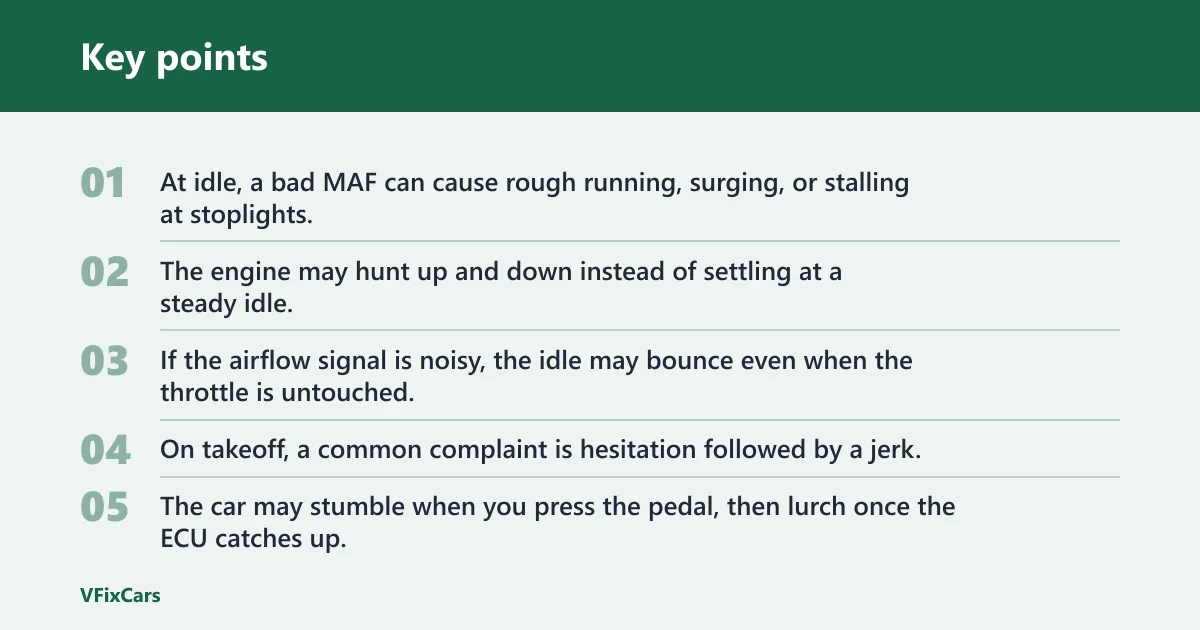 Key points: How does a car act with a bad mass airflow sensor?