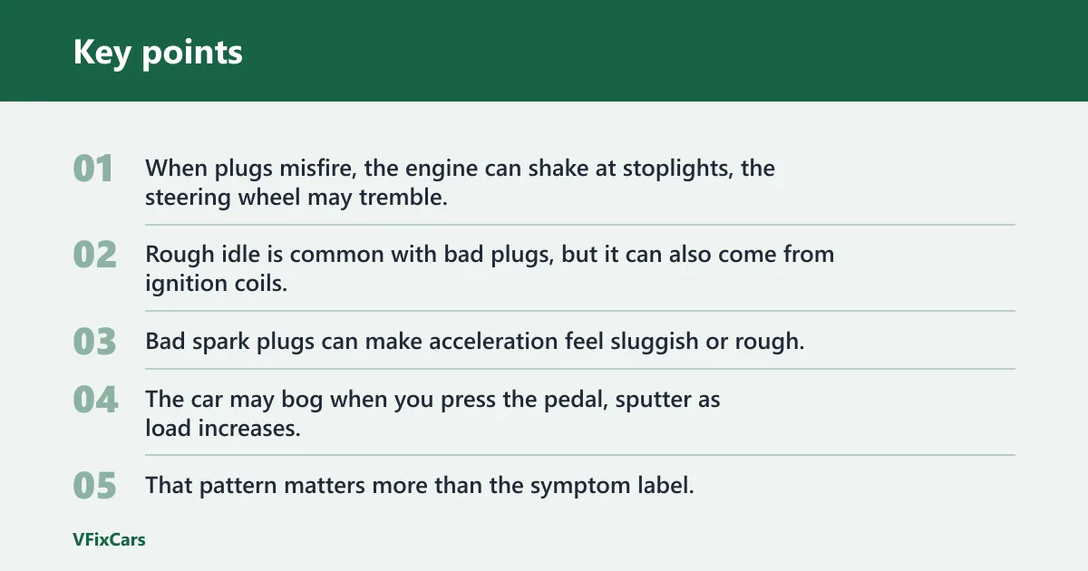 Key points: What are the most common symptoms of bad spark plugs?