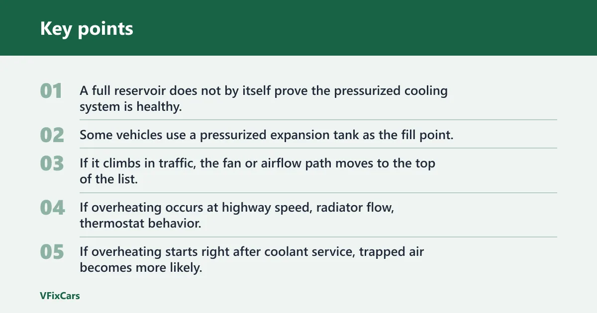 Key points: Why it is overheating if coolant looks full