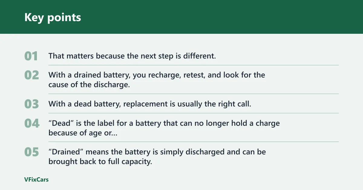 Key points: Dead battery vs drained battery: the short answer