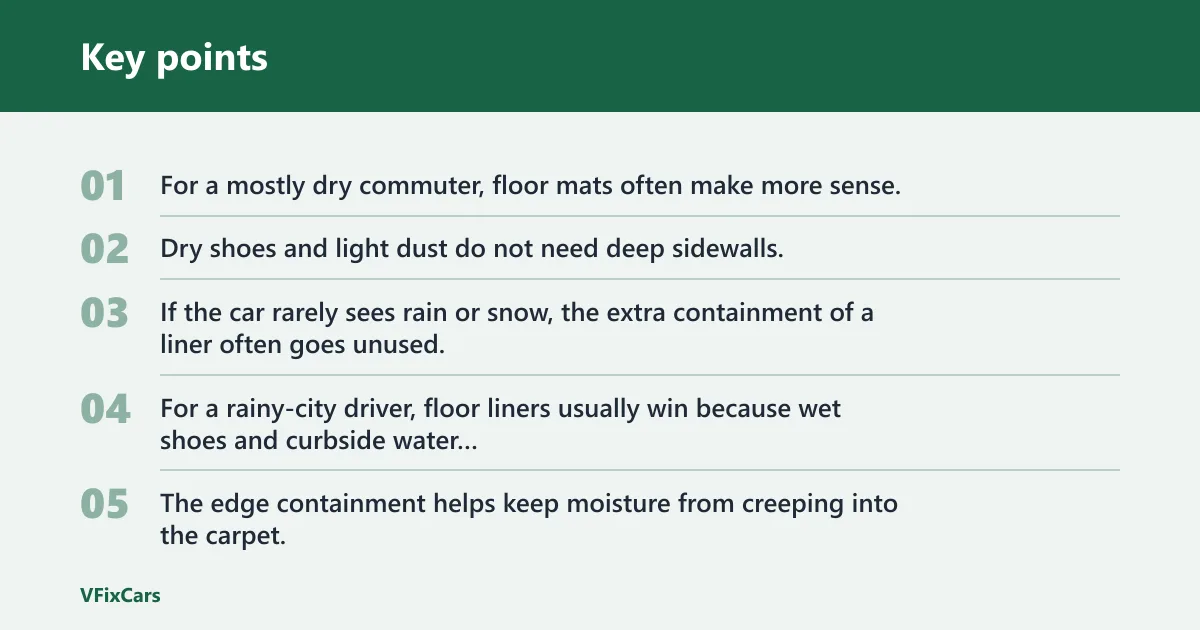 Key points: Floor mat decision matrix