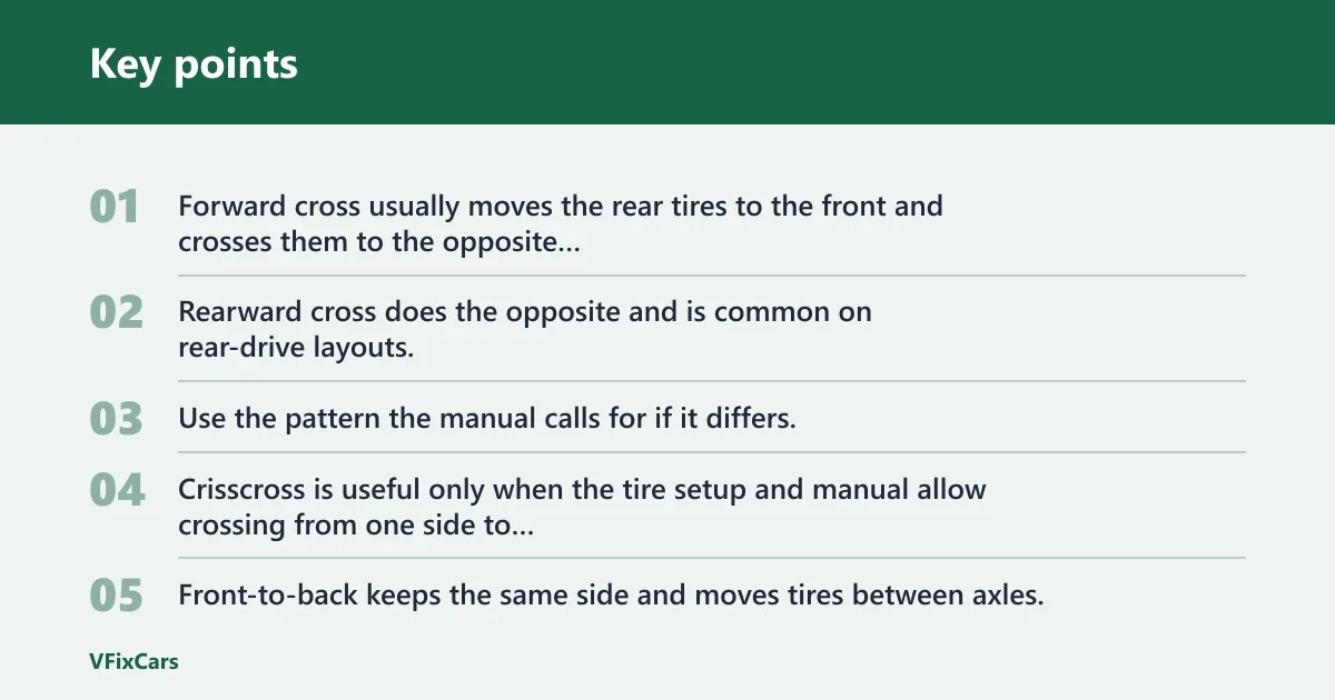 Key points: Which rotation pattern fits your tires?