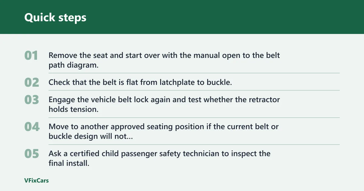Quick steps: Seat-belt install troubleshooting checklist