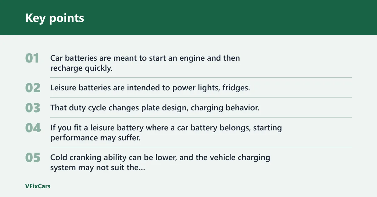 Key points: When is a car battery not the same as a leisure battery?