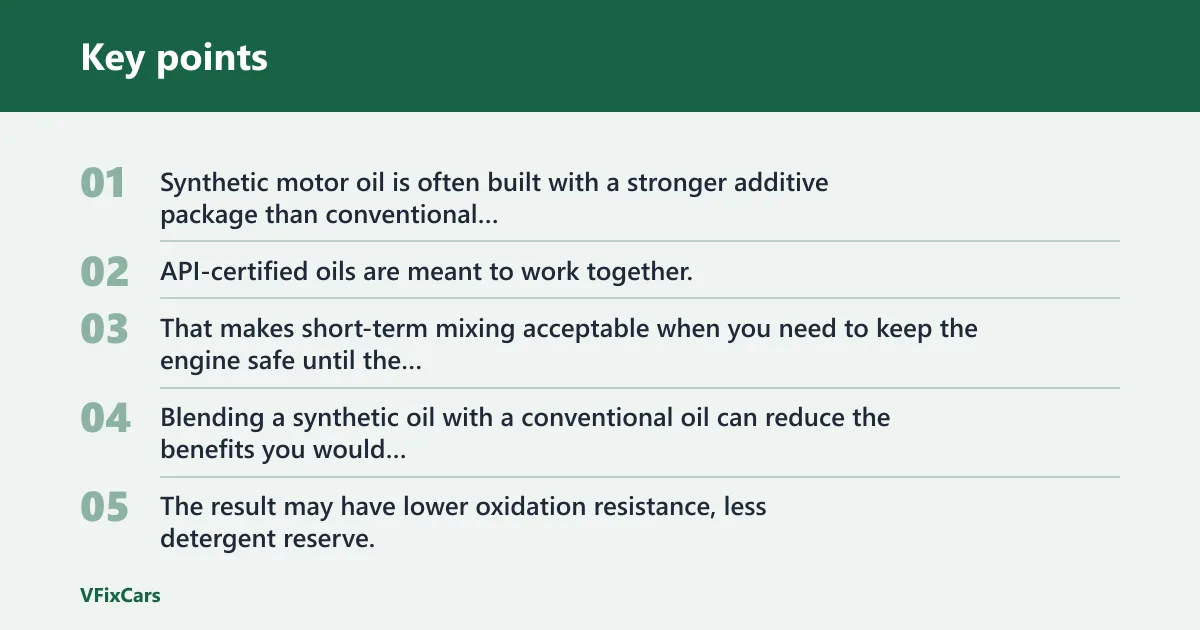 Key points: Synthetic and conventional oil mixing