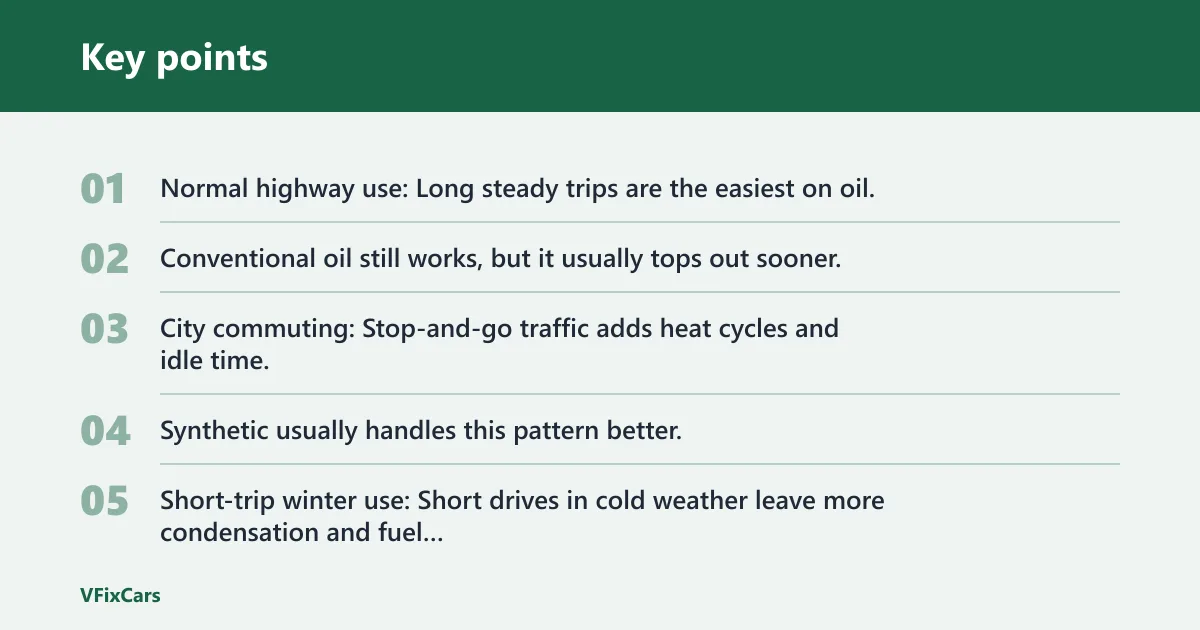 Key points: Oil interval decision table