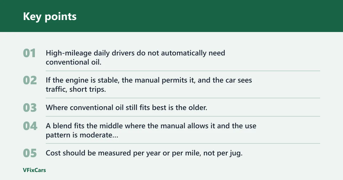 Key points: Oil choice decision matrix