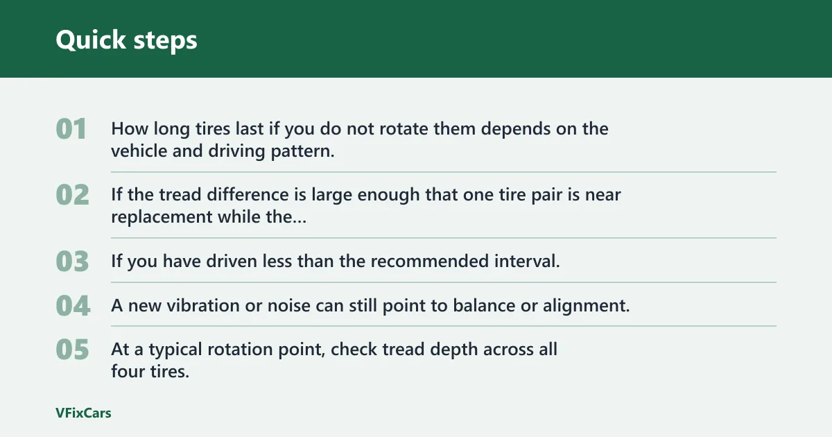 Quick steps: Mileage guide: inspect, rotate, or replace