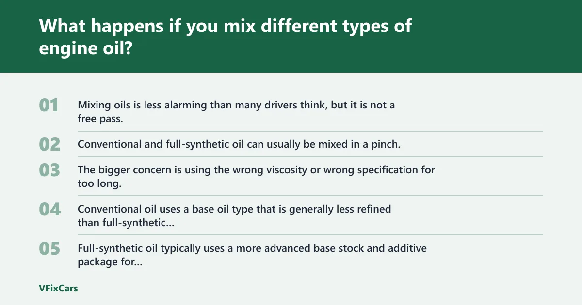 Steps: What happens if you mix different types of engine oil?