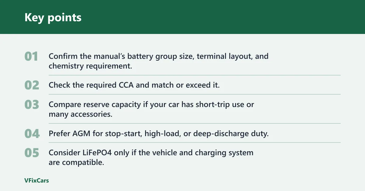 Key points: Battery comparison checklist