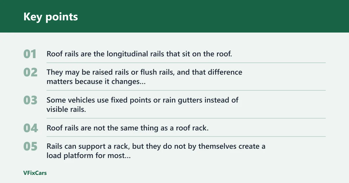 Key points: Roof rails, crossbars, and roof boxes