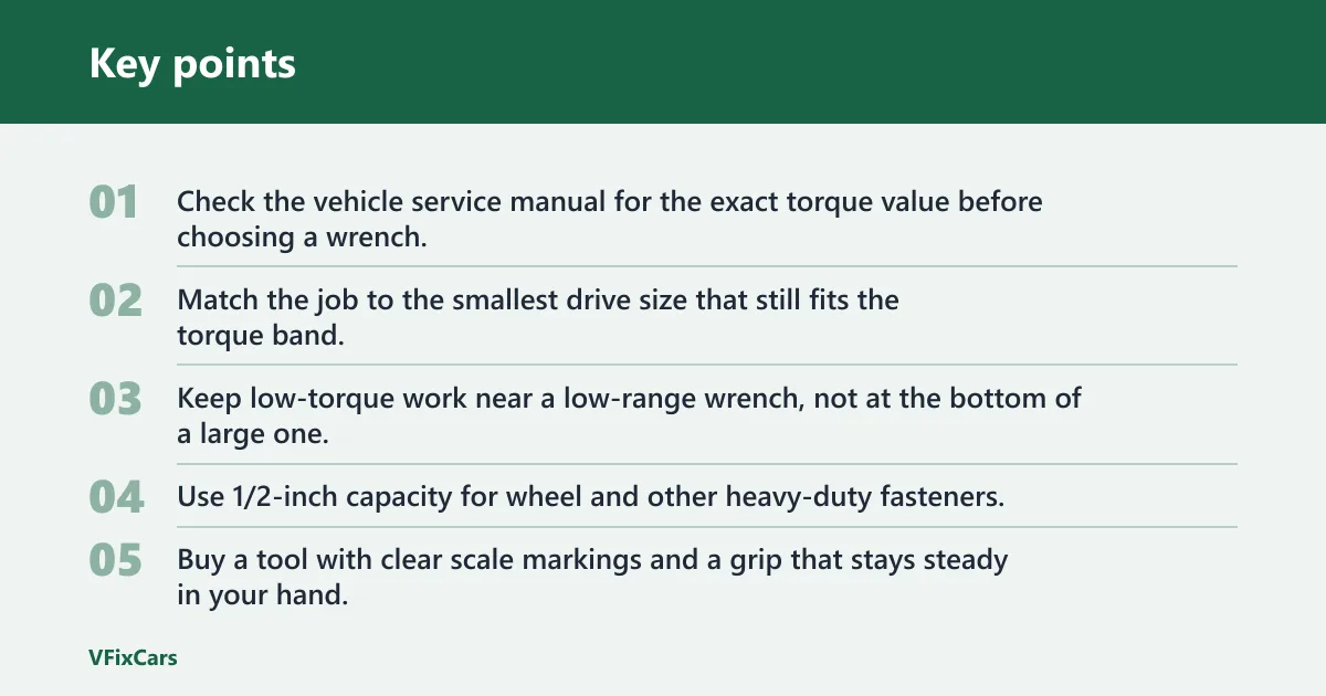 Key points: What torque wrench size is best for most car jobs?
