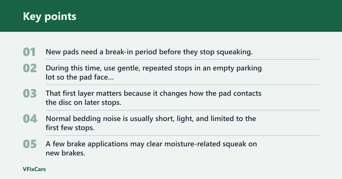 Key points: Why do my brakes squeak after new pads?
