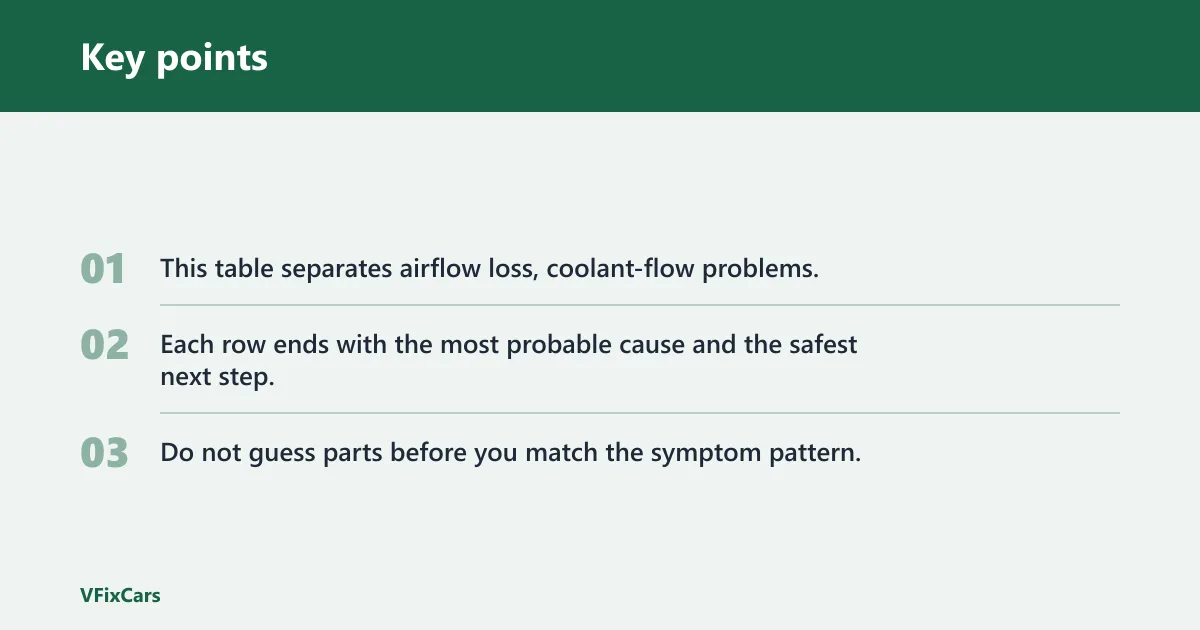 Key points: Idle overheating triage