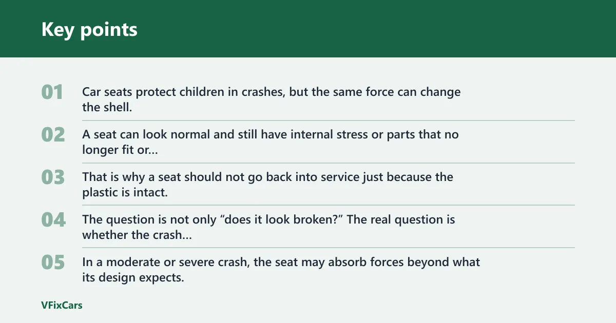 Key points: Why car seats may need replacement after a crash