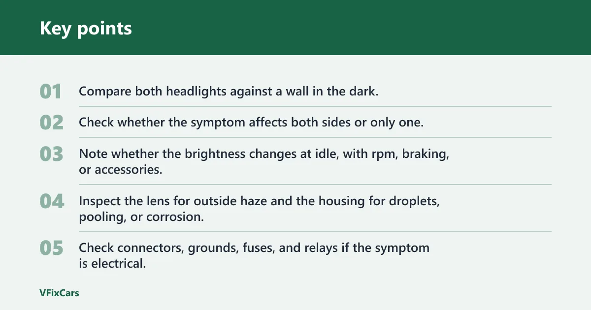Key points: Lens, housing, and moisture checks