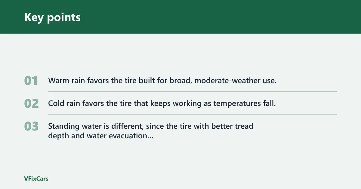 Key points: Rain grip by temperature and road condition